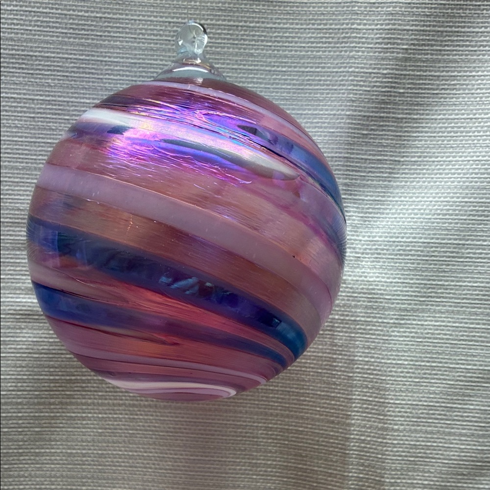 Elegant Swirl Glass Ornament - Pink and Blue